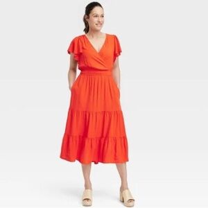 Knox Rose Flutter Short Sleeve Tiered A-Line Dress